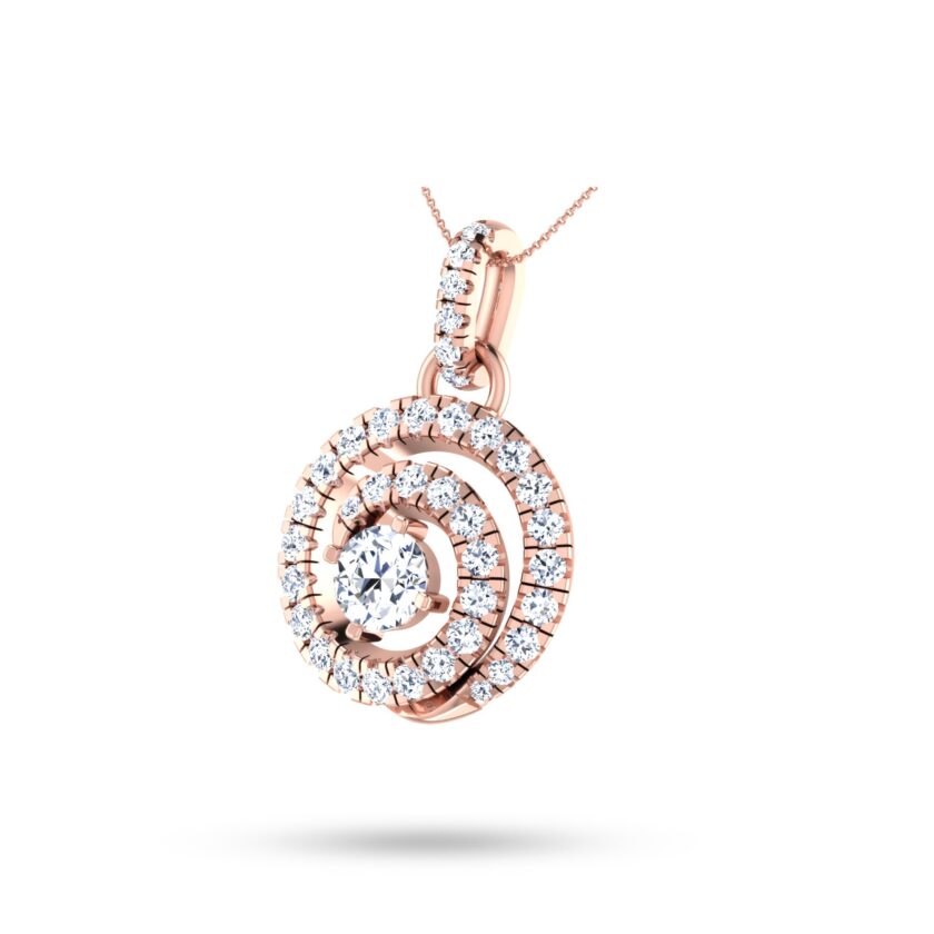 Spiral Solitaire Diamond Pendant Set - Image 2