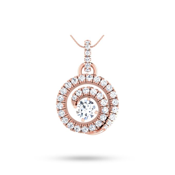 Spiral Solitaire Diamond Pendant Set