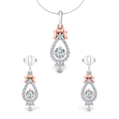 "Enchanted Bloom" Pear Diamond Solitaire Pendant Set