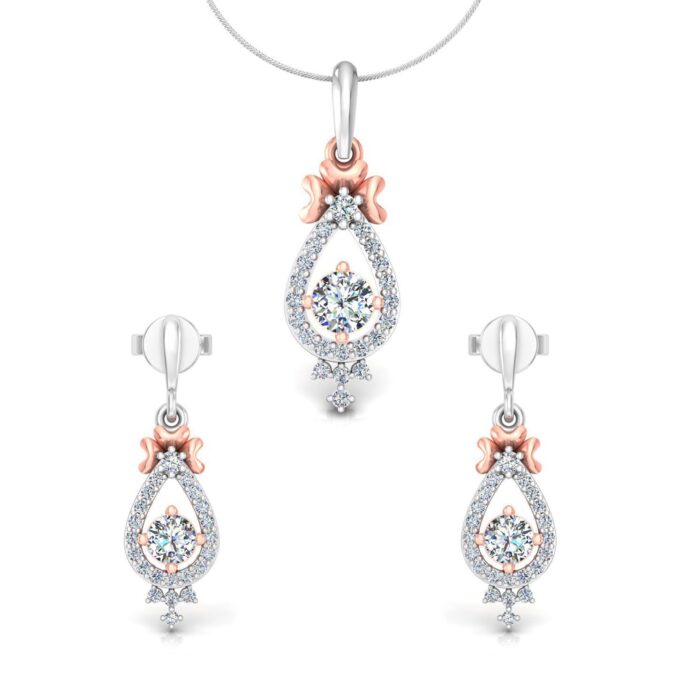 "Enchanted Bloom" Pear Diamond Solitaire Pendant Set