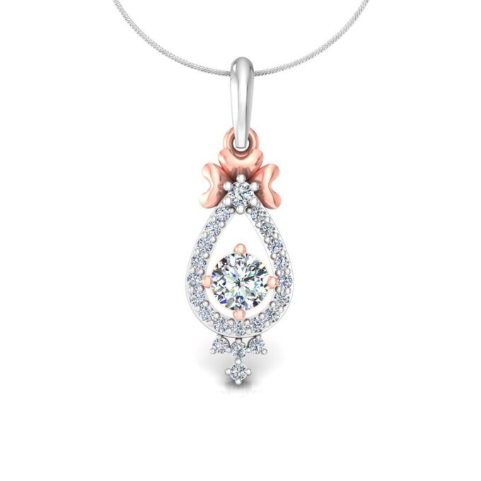 "Enchanted Bloom" Pear Diamond Solitaire Pendant Set