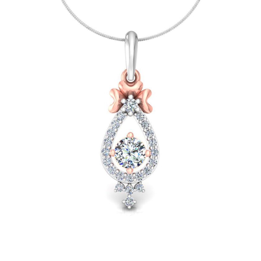 "Enchanted Bloom" Pear Diamond Solitaire Pendant Set - Image 3