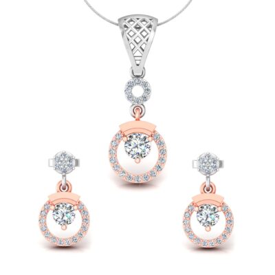 Twinkle Duo Twin Circle Diamond Solitaire Pendant Set