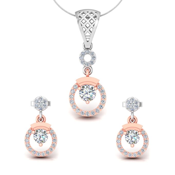 Twinkle Duo Twin Circle Diamond Solitaire Pendant Set