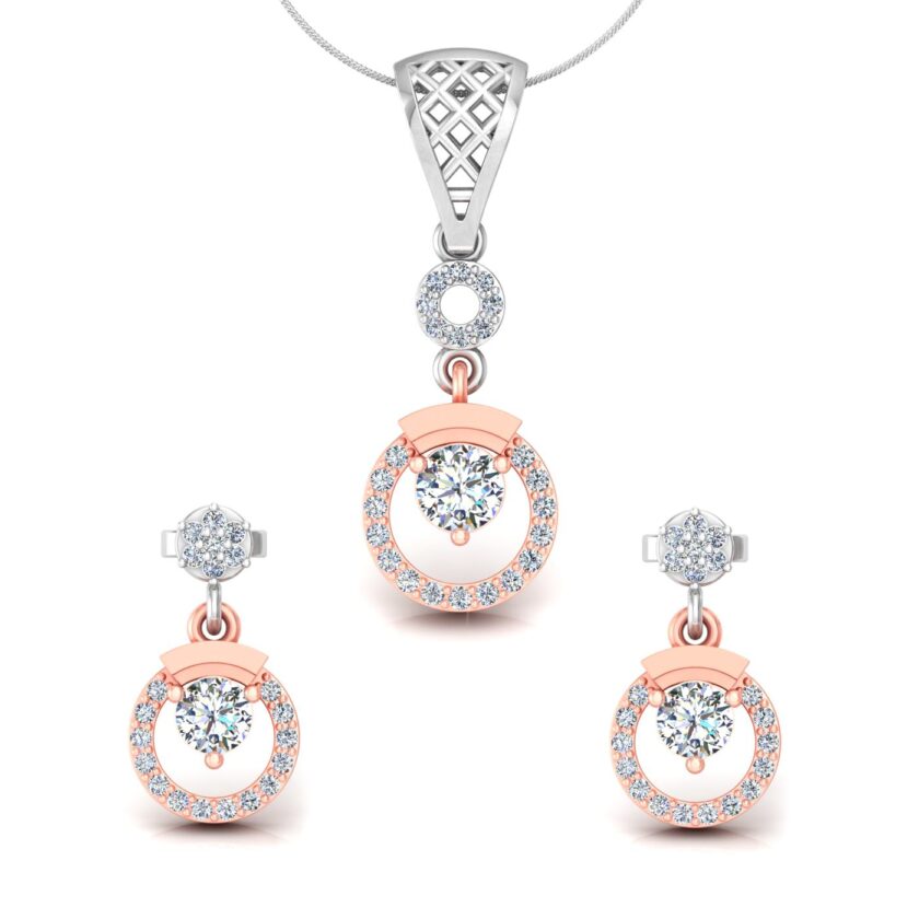 Twinkle Duo Twin Circle Diamond Solitaire Pendant Set