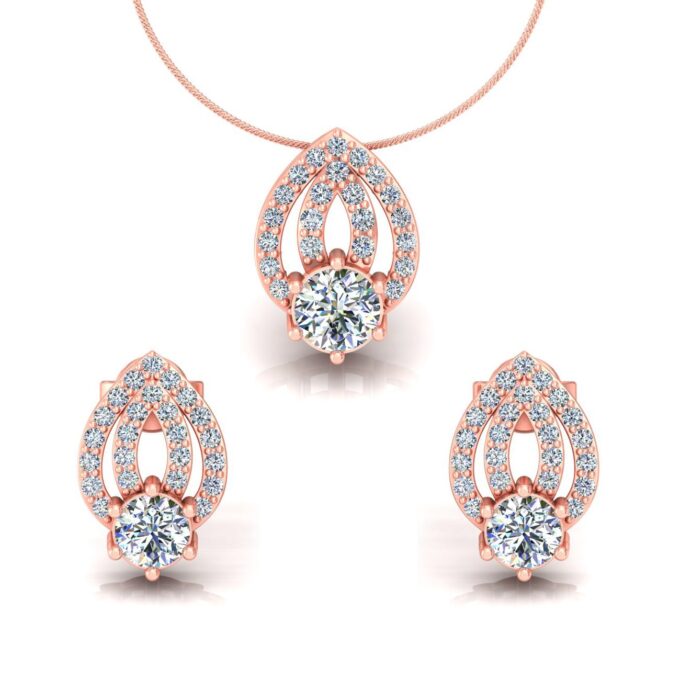 DIAMOND SOLITAIRE DROP PENDANT SET