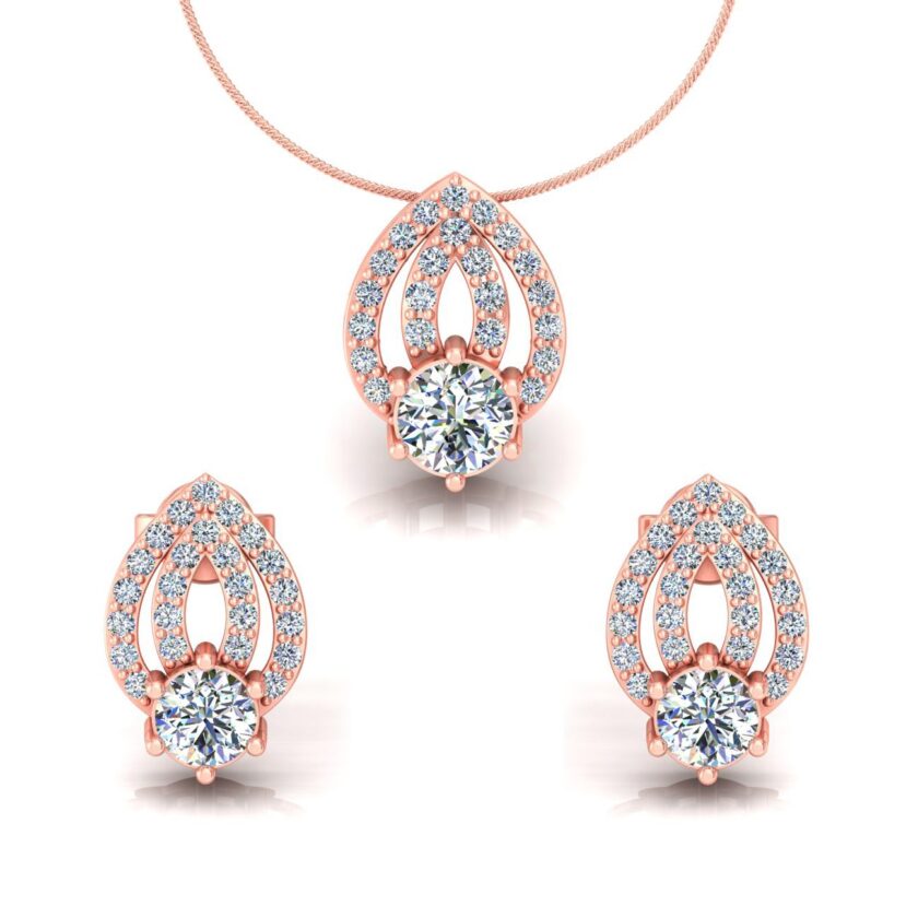 DIAMOND SOLITAIRE DROP PENDANT SET