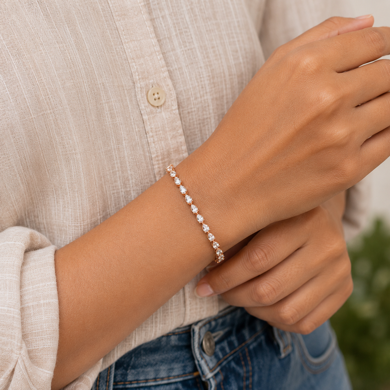 Contemporary Pear Cut Tennis Bracelet - Image 3
