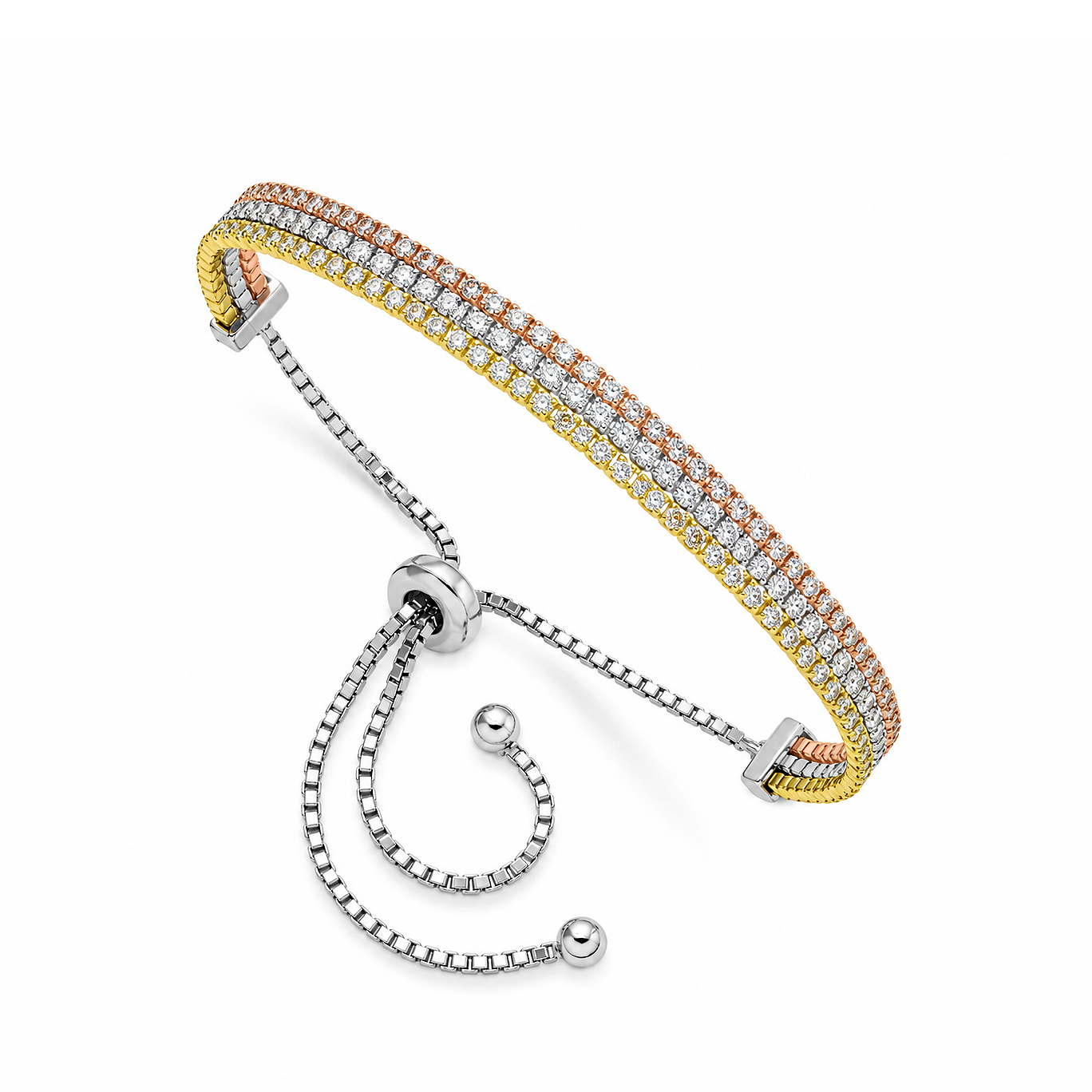 Tricolor Brilliance Bolo Bracelet