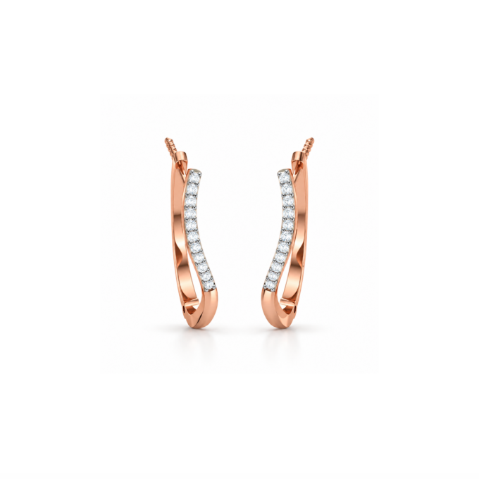 CURVED RADIANCE SINGLE LINE HOOP EARRINGS
