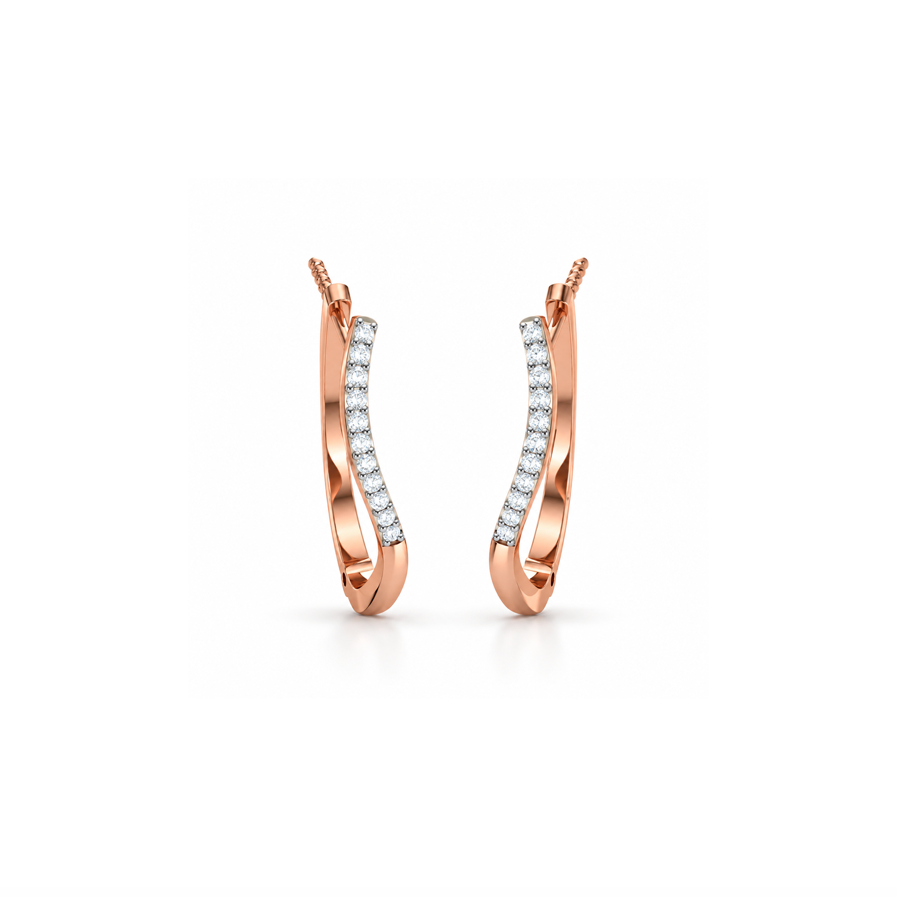 CURVED RADIANCE SINGLE LINE HOOP EARRINGS