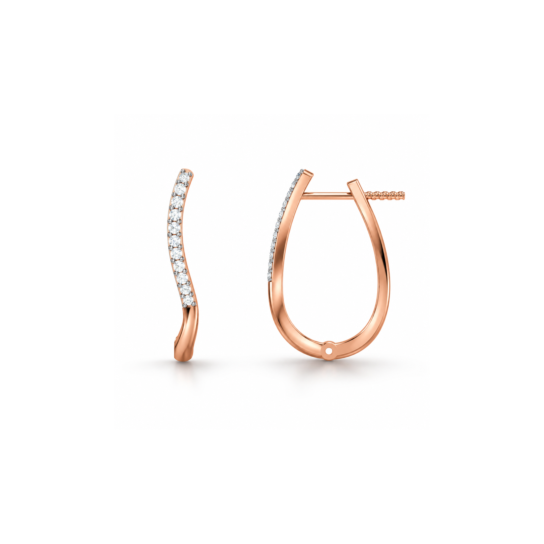 CURVED RADIANCE SINGLE LINE HOOP EARRINGS - Image 2