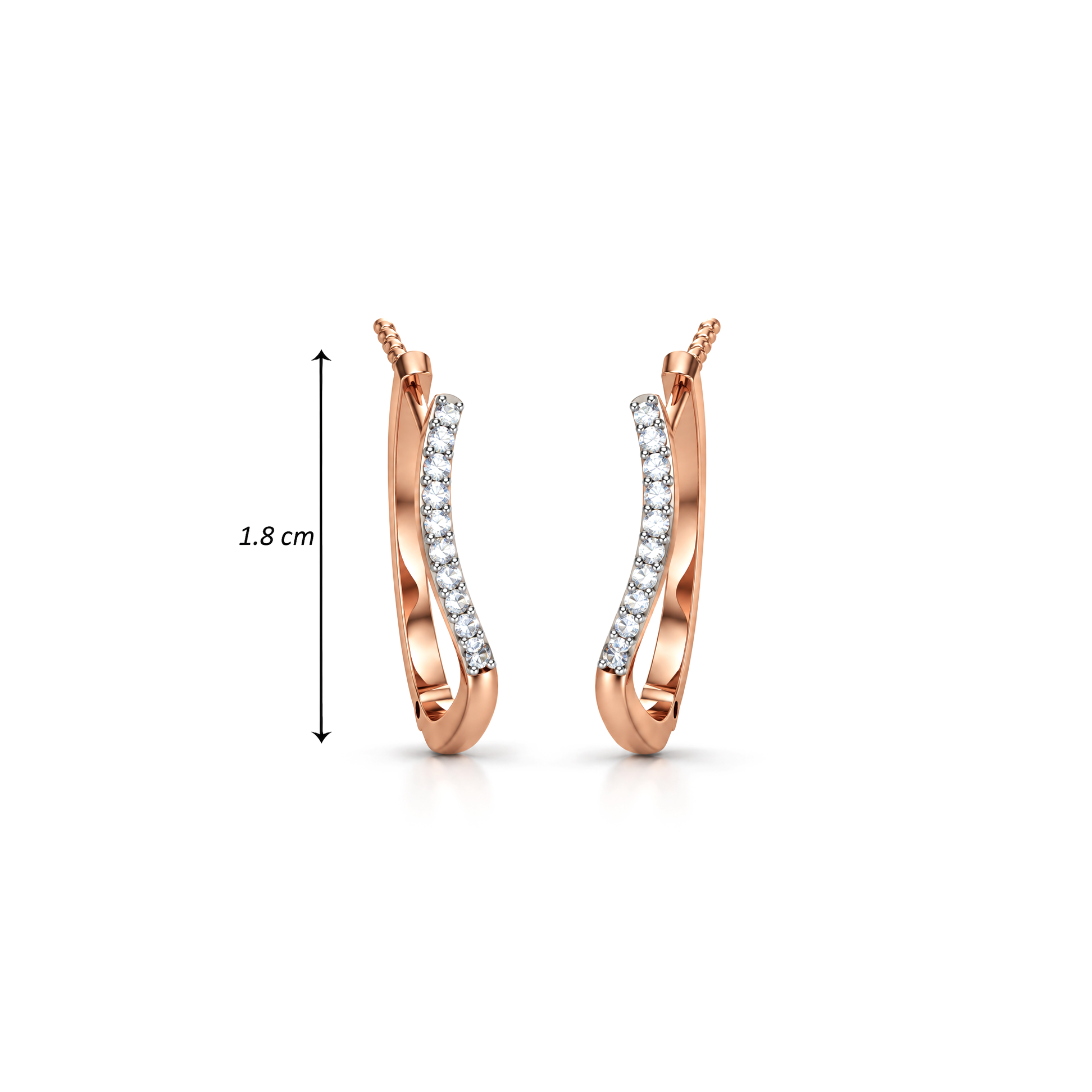 CURVED RADIANCE SINGLE LINE HOOP EARRINGS - Image 3