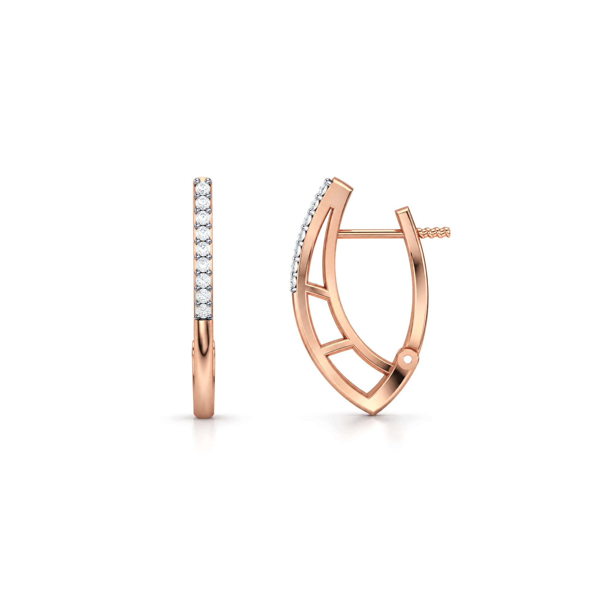 ELEGANT HARMONY DIAMOND HOOP EARRINGS - Image 2