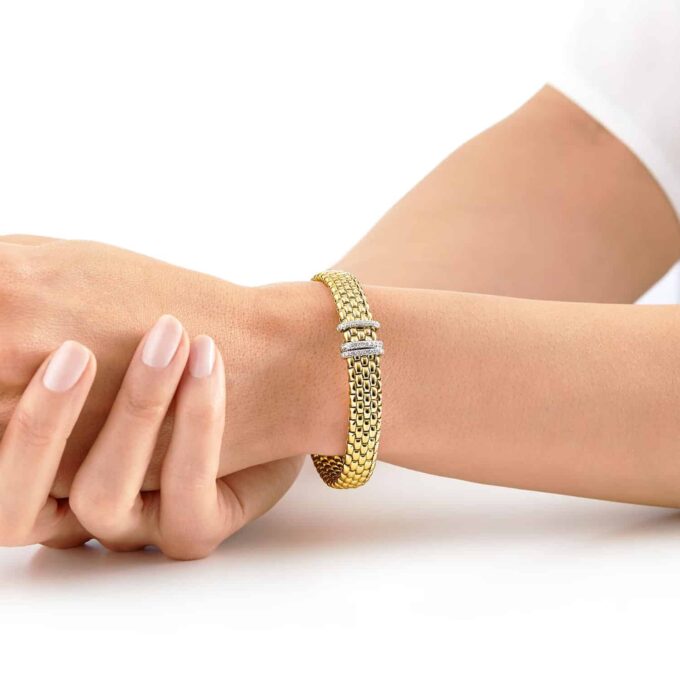 18ct Yellow Gold Panorama Pave 0.23cttw Diamond Bracelet