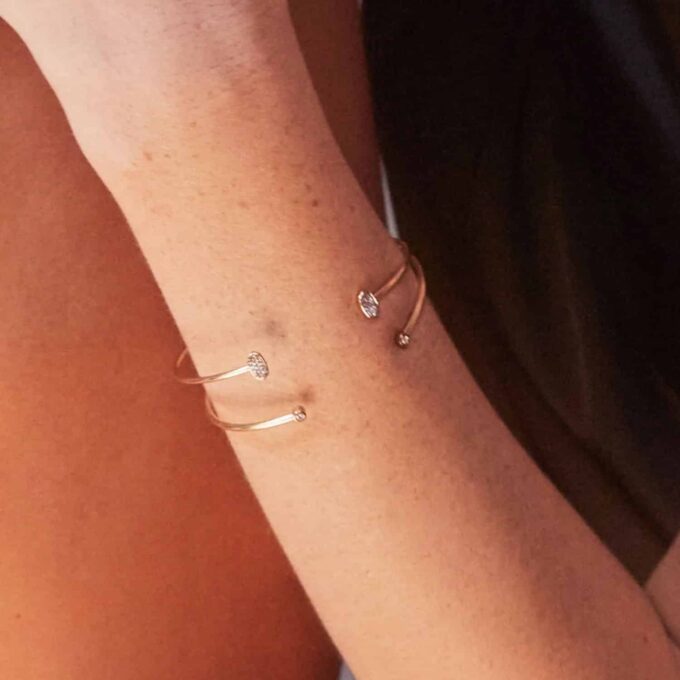 Marisa 14k Yellow Gold Cuff Bracelet in White Diamond