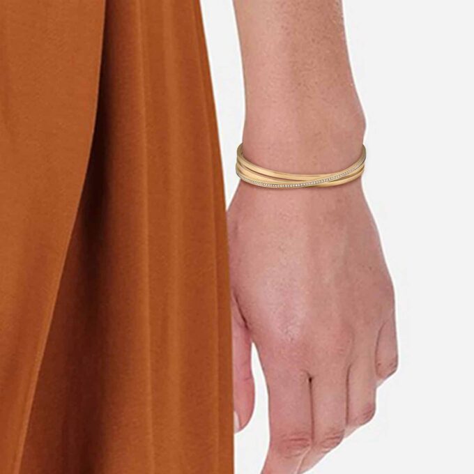 Rose Gold Coloured Stainless Steel & Cubic Zirconia Saya Bracelet