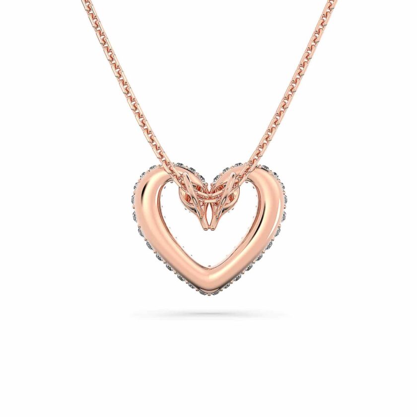 Rose Gold Coloured Una Pave Heart Crystal Pendant - Image 2