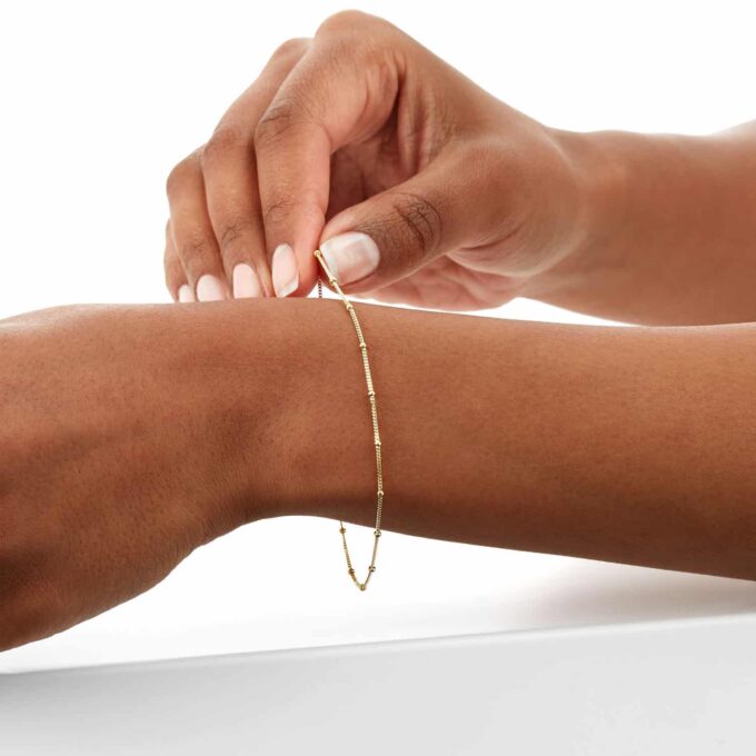 9ct Yellow Gold Beaded Chain Bracelet