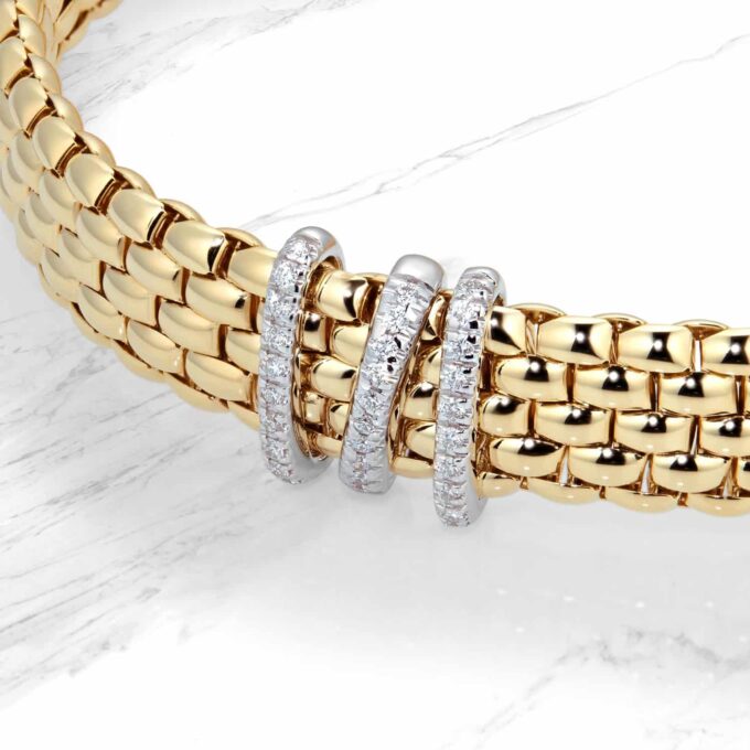 18ct Yellow Gold Panorama Pave 0.23cttw Diamond Bracelet