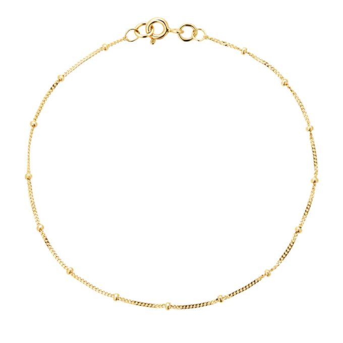 9ct Yellow Gold Beaded Chain Bracelet