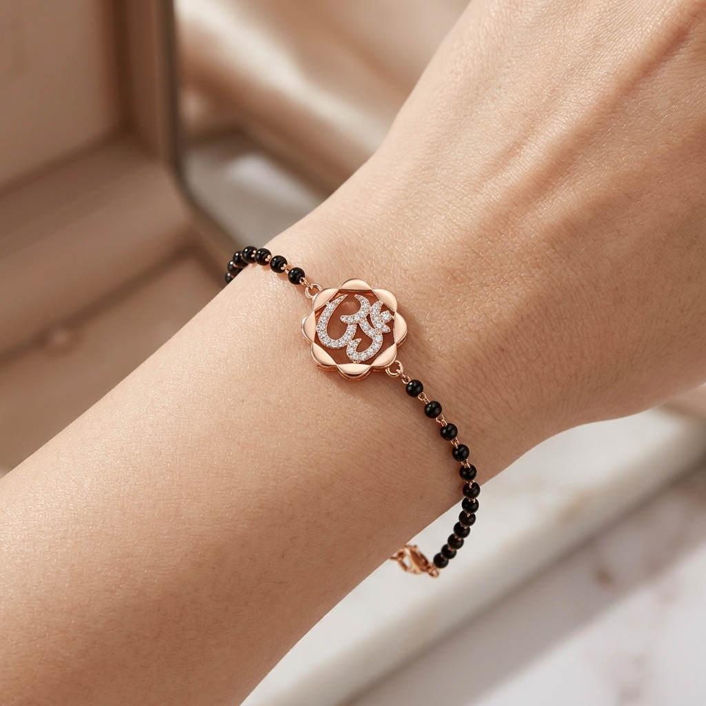 Divine Unity Diamond Aum Mangalsutra Bracelet - Image 4