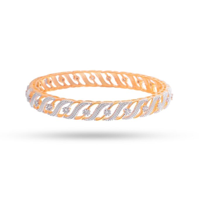 "S" shaped Six Prongs Diamond Bangle