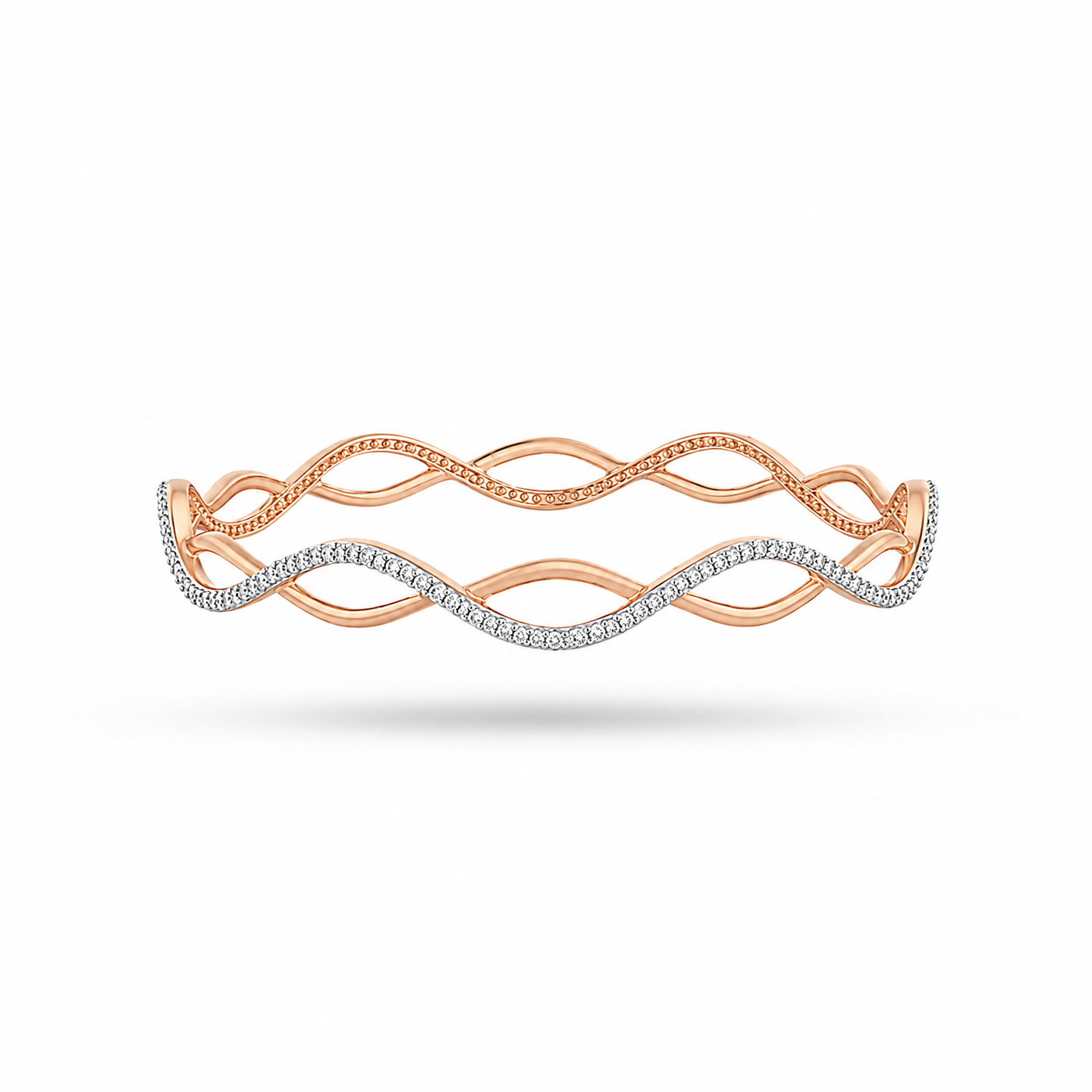 Elegance Modern Twist Diamond Bangle - Image 2