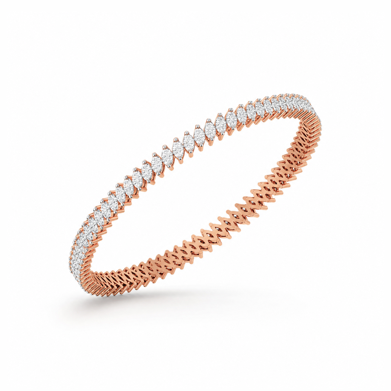 Exquisite Single-Line Marquise Diamond Bangle
