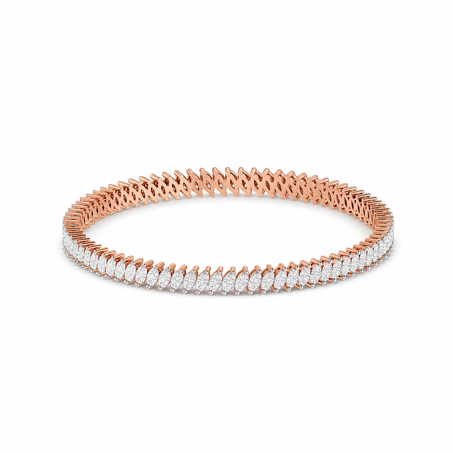 Exquisite Single-Line Marquise Diamond Bangle - Image 2