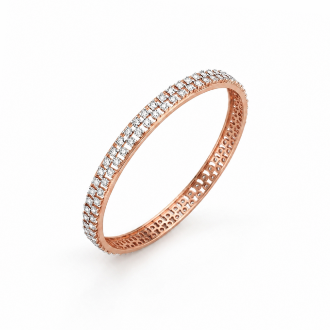 Stunning Two-Line Diamond Bangle