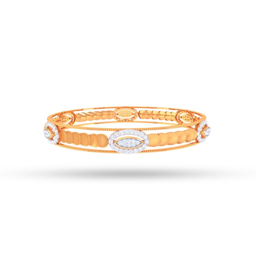 Oval Fusion Frame Diamond Bangle - Image 2