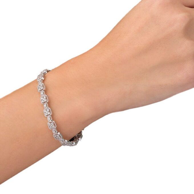 Geometric Harmony Diamond Tennis Bracelet