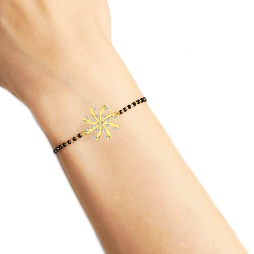 Radiant Sunburst Diamond Mangalsutra Bracelet - Image 4