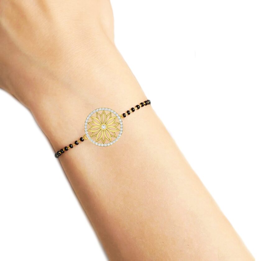 Turkish Floral Diamond Fusion Mangalsutra Bracelet - Image 4