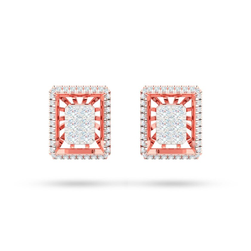 RECTANGLE FILIGIREE DIAMOND EARRINGS