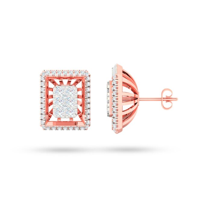 RECTANGLE FILIGIREE DIAMOND EARRINGS