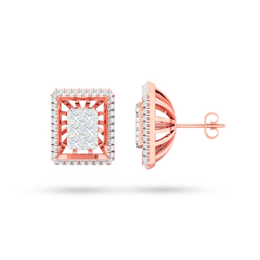 RECTANGLE FILIGIREE DIAMOND EARRINGS - Image 2