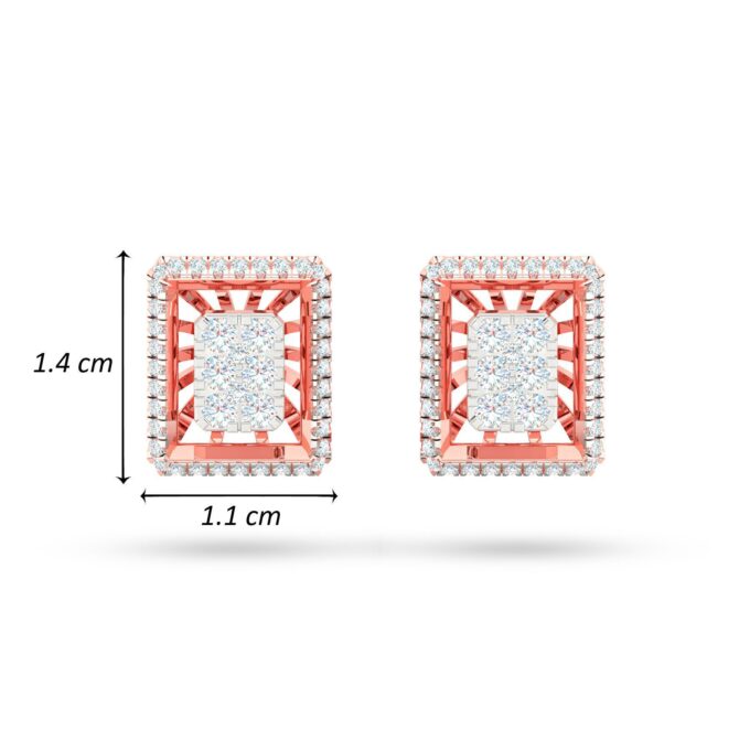RECTANGLE FILIGIREE DIAMOND EARRINGS