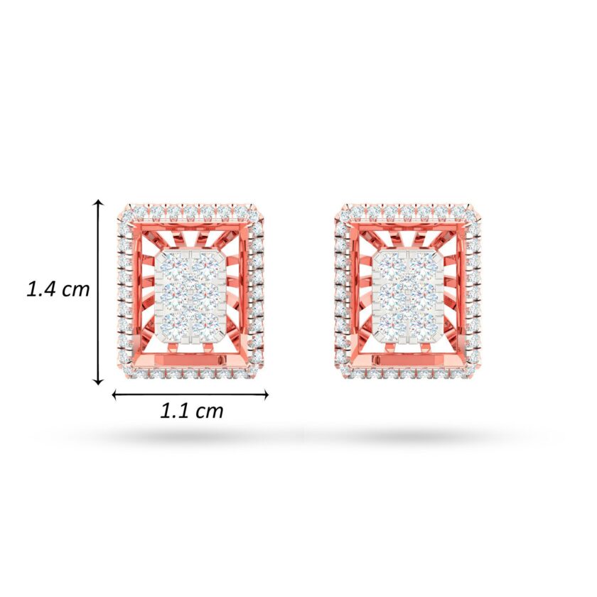 RECTANGLE FILIGIREE DIAMOND EARRINGS - Image 3