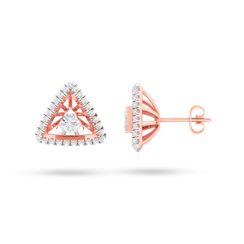 TRIANGLE PROTRUSION DIAMOND EARRINGS - Image 2