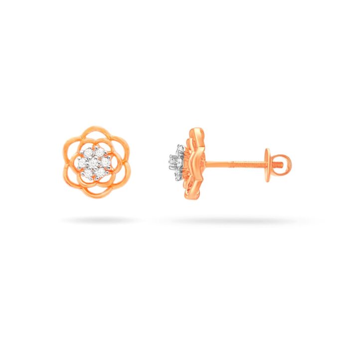 FILIGREE FLOWER DIAMOND EARRINGS