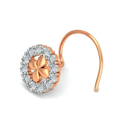 4 Petal Gold Flower Diamond Nosepin