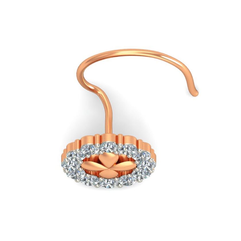 4 Petal Gold Flower Diamond Nosepin - Image 3