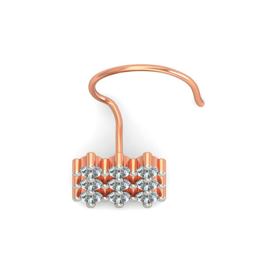 9 Diamonds Square Shape Diamond Nosepin - Image 3