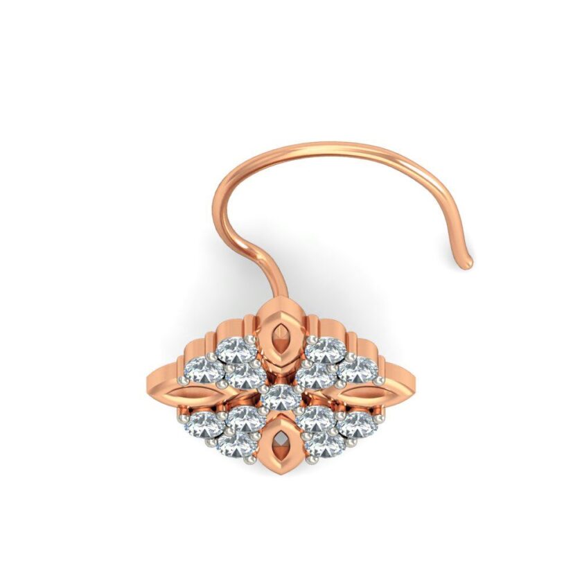 Marquise Shaped Gold Petal Diamond Nosepin - Image 3