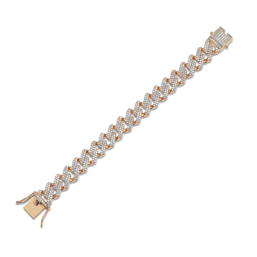 Cuban-Style Chain Diamond Gents bracelet - Image 4
