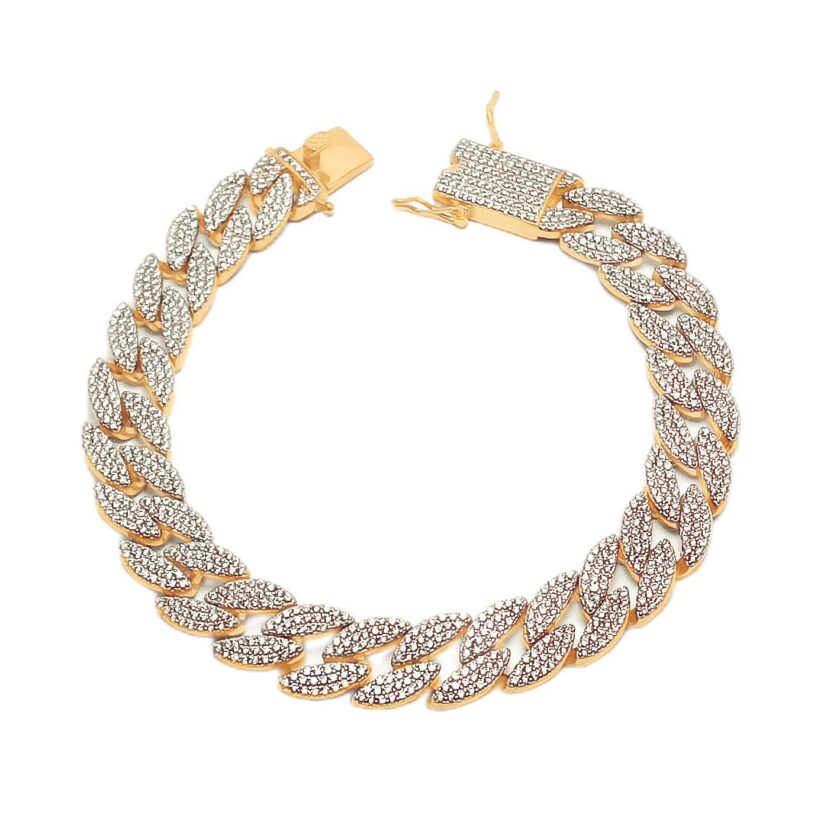 Interwoven Chain-Style Diamond Gents Bracelet