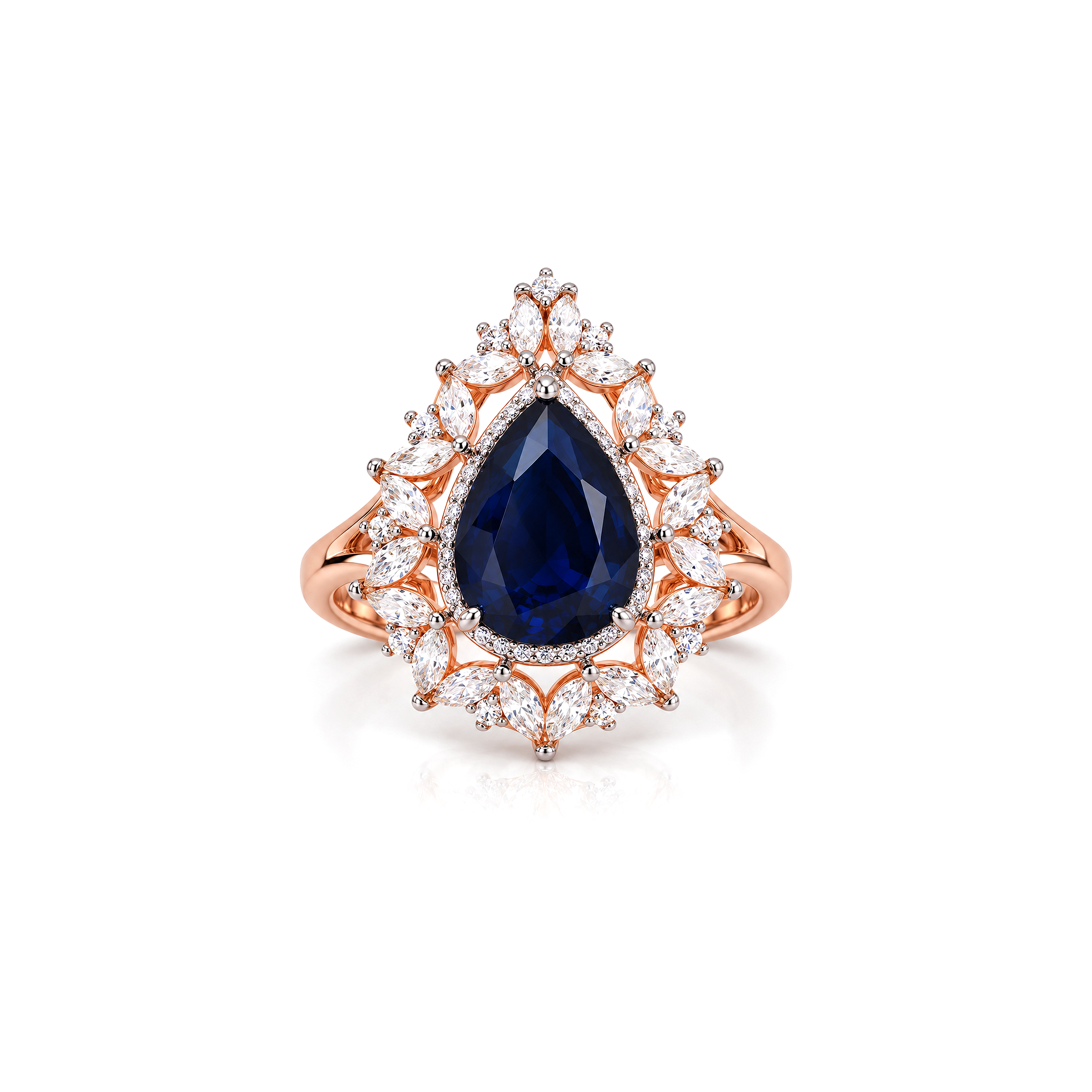 Blue Stone Marquise Halo Cocktail Ring