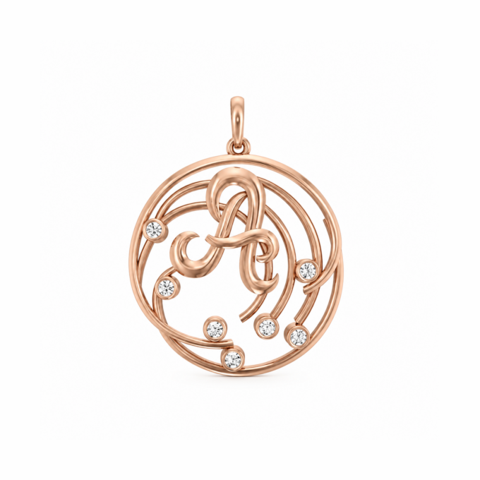 Alphabet A Circle Diamond Pendant